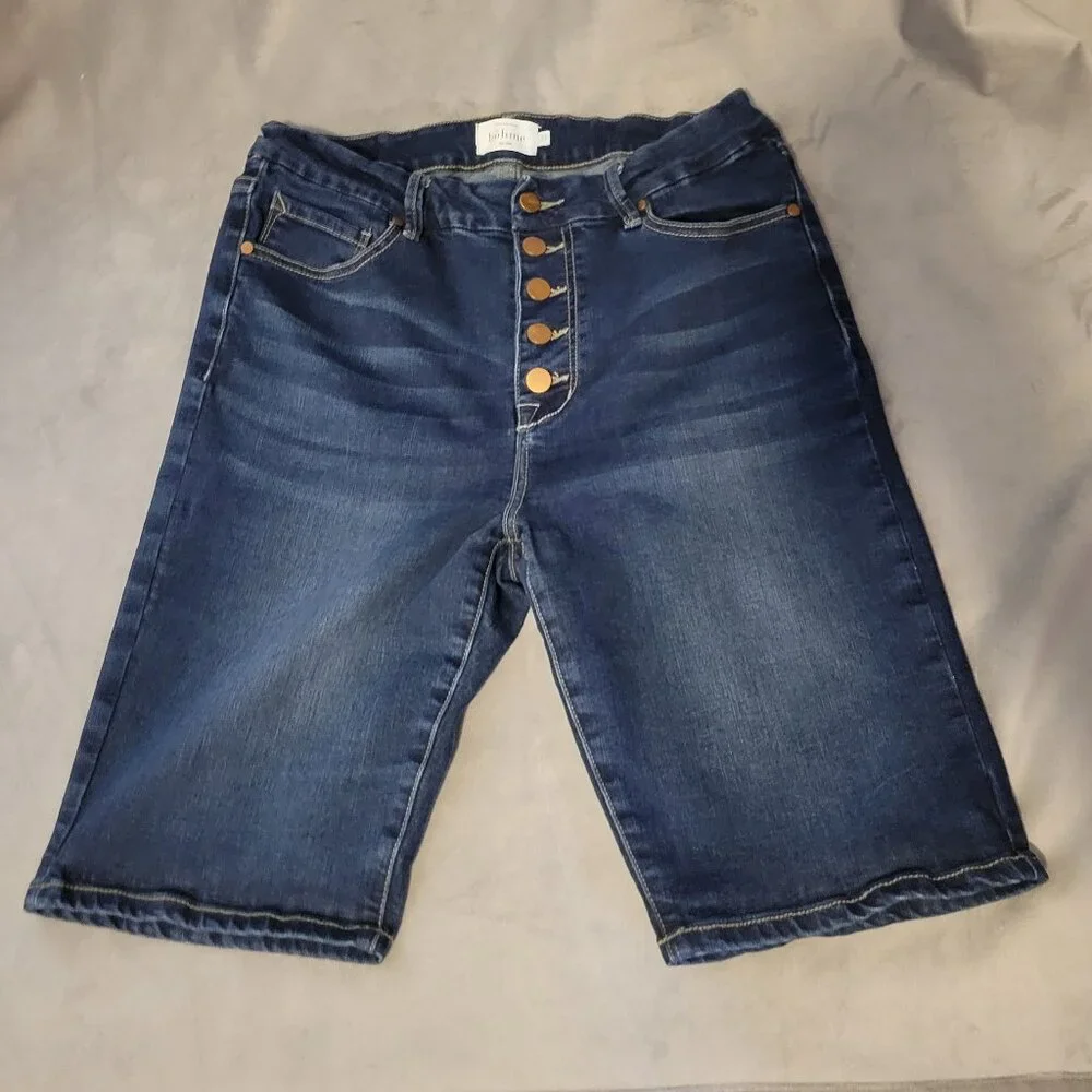 Bohme Bermuda Denim Shorts Blue Button Fly 5-Pocket Design Womens Size 31 - Picture 1 of 8